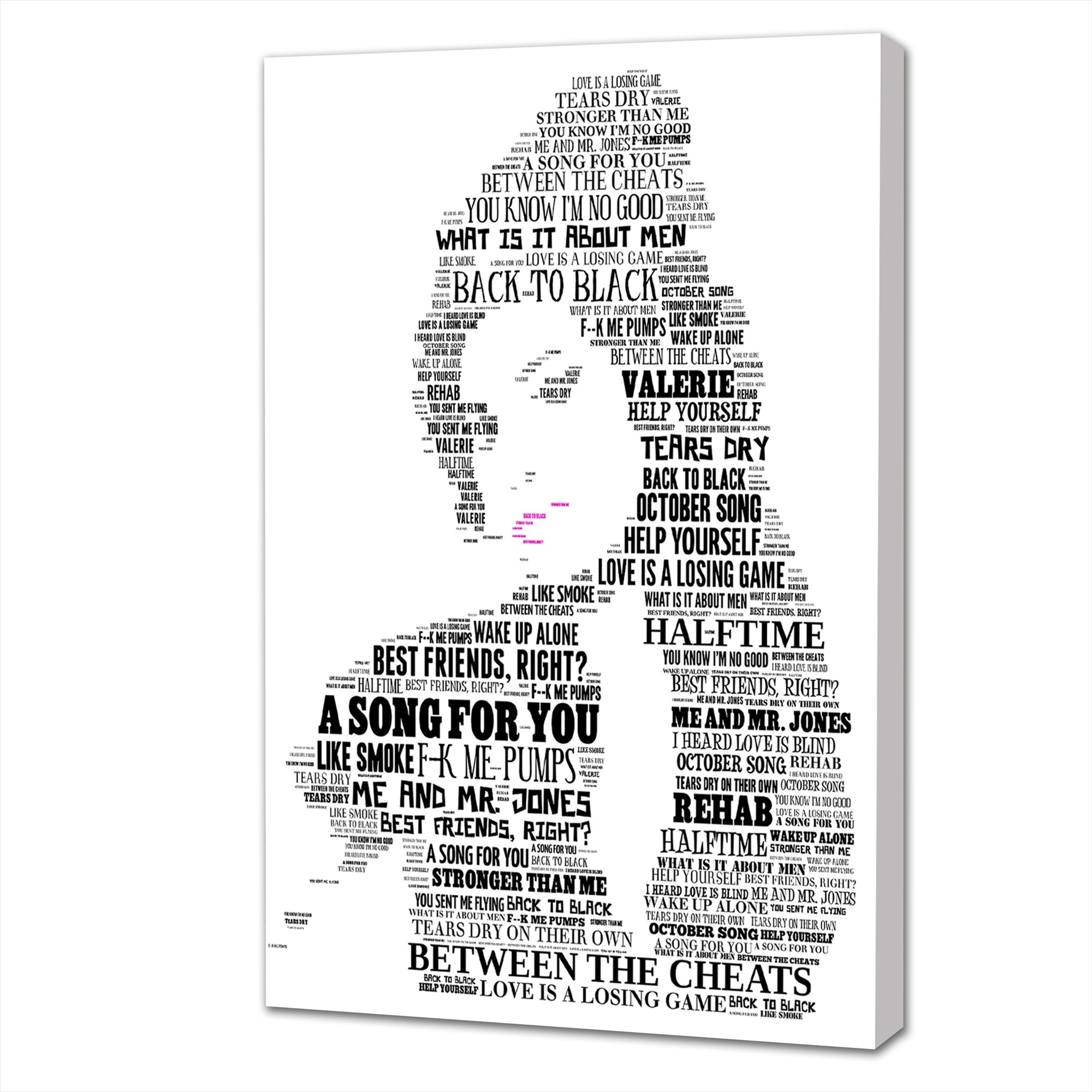 Amy Winehouse Song Lyrics Black White Canvas Digital Distribution
